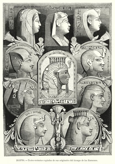 Alte ägyptische Porträtköpfe (Lithografie) von Lothar Michael Burger