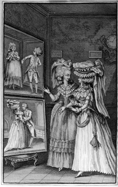 Illustration von Louis Binet (1744-1800) für das Buch von Nicolas Edme Restif de La Bretonne „Les Parisiennes“ von Louis (after) Binet