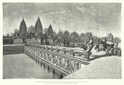 Östlicher Eingang zum Khmer-Tempel von Preah Khan, Angkor, Kambodscha von Louis (after) Delaporte