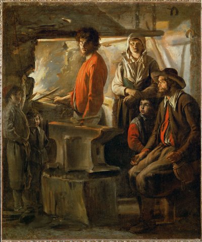 Die Schmiede oder: Ein Schmied in seiner Schmiede von Louis (attr. to) Le Nain