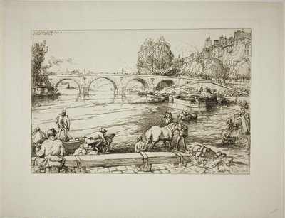 Der Wasserplatz am Pont Marie von Louis Auguste Lepère