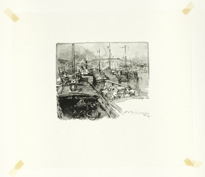 Villette Dock, Platte fünf aus Le Long de la Seine et des Boulevards von Louis Auguste Lepère