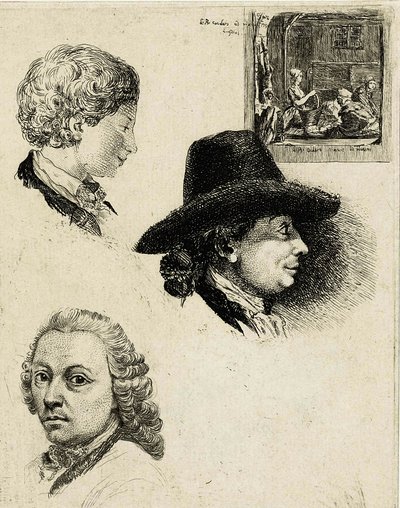 Studienblatt mit Porträts von Louis Bernard Coclers und Familie (Rijksmuseum) von Louis Bernard Coclers