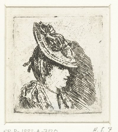 Kopfstudie einer jungen Frau mit Hut von Louis Bernard Coclers