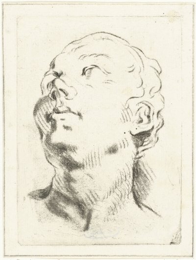 Studienblatt mit einem nach oben gerichteten Kopf von Louis Bernard Coclers