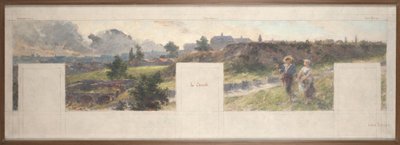 Skizze für das Rathaus von Bagnolet: Ansichten der Umgebung von Bagnolet. Der Westen - Charonne - Les Lilas, 1893 von Louis Beroud