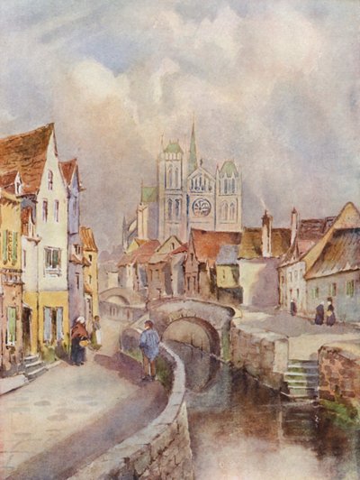 Ein Blick auf Amiens, mit der Kathedrale in der Ferne von Louis Burleigh Bruhl