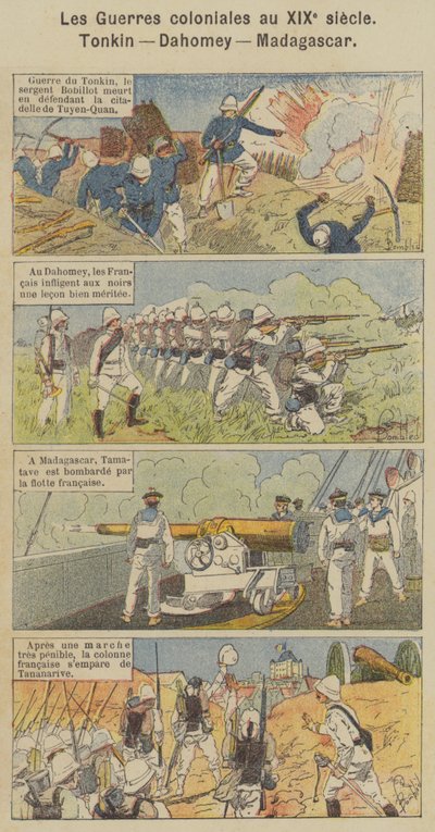 Die kolonialen Kriege im 19. Jahrhundert, Tonkin, Dahomey, Madagaskar (Farblithografie) von Louis Charles (after) Bombled