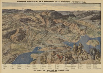 Panoramablick auf das befestigte Lager der Alliierten in Saloniki, Griechenland, Erster Weltkrieg von Louis Charles (after) Bombled
