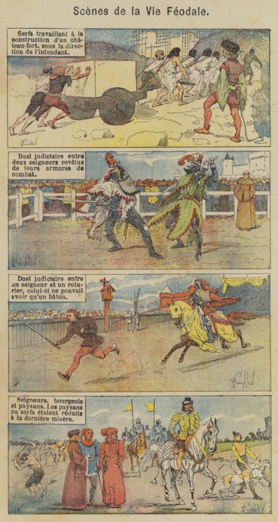 Szenen aus dem feudalen Leben (Farblithografie) von Louis Charles (after) Bombled