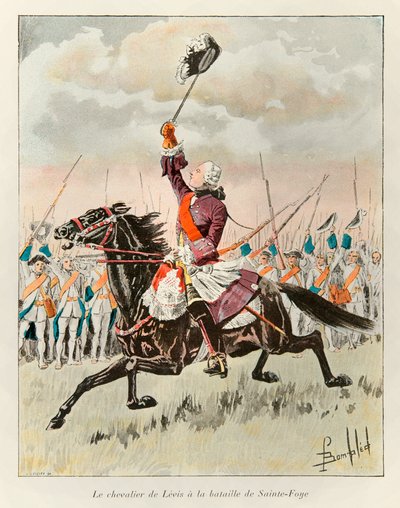 Der Chevalier de Levis (Francois Gaston de Levis 1719 - 1787) in der Schlacht von Sainte Foy im Jahr 1760 gegen die Engländer; Eugene Guenins Geschichte von Neufrankreich - 1900 - Sammlung, Teil von Louis Charles Bombled