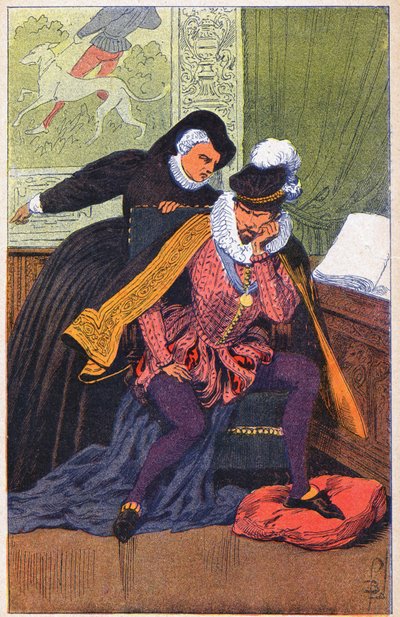 Catherine de Medici und ihr Sohn Karl IX. von Louis Charles Bombled