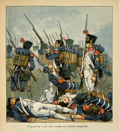 Illustration von Louis Bombled (1862-1927) aus dem Buch „Das Memorial von St. Helena“ von Graf Emmanuel de Las Cases (1766-1842): Grognards in der Schlacht von Wagram von Louis Charles Bombled
