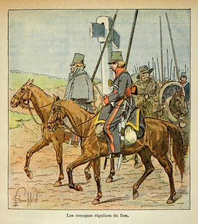 Illustration von Louis Bombled (1862-1927) aus dem Buch „Das Memorial von Saint Helena“ von Graf Emmanuel de Las Cases (1766-1842): Die Kosaken des Don, Private Sammlung von Louis Charles Bombled