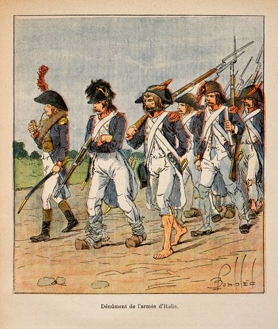 Illustration von Louis Bombled aus dem Buch „Das Memorial von Saint Helene“ von Graf Emmanuel de Las Cases: Denunziation der Armee von Italien von Louis Charles Bombled
