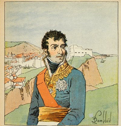 Illustration von Louis Bombled aus dem Buch „Das Memorial von Saint Helene“ von Graf Emmanuel de Las Cases: Porträt des Marschalls Auguste Frederic Louis, Herzog von Raguse von Louis Charles Bombled