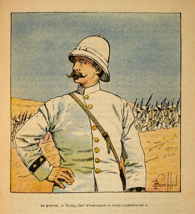 Der Krieg in Madagaskar - Anekdotische Geschichte der französischen Expeditionen von 1885-1895: Porträt von General De Torcy (1844-1918), Stabschef der Expeditionsstreitkräfte in Madagaskar von Louis Charles Bombled