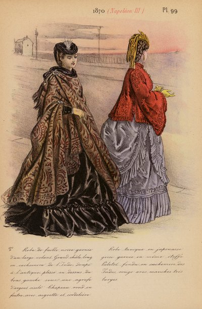 Französische Mode: 1870, Napoleon III. (Farblithografie) von Louis Colas