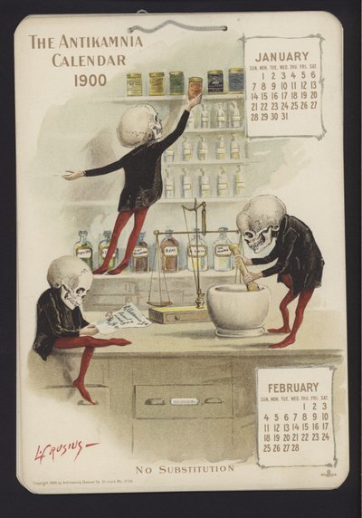 Illustration für den Antikamnia-Kalender, 1900 von Louis Crucius or Crusuius