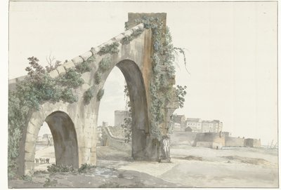Ansicht des Aquädukts und der Stadt Tarent von Louis Ducros
