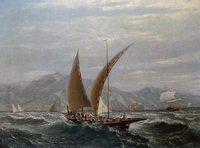 Eine mediterrane Tartane von Louis Eugene Gabriel Isabey