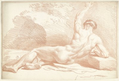 Männlicher Akt, liegend, von hinten gesehen von Louis Fabritius Dubourg
