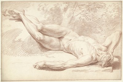 Männlicher Akt, liegend auf dem Rücken, nach rechts von Louis Fabritius Dubourg
