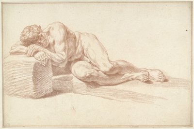 Männlicher Akt, liegend auf der Seite, nach links von Louis Fabritius Dubourg