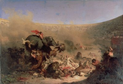 Die Christen werden von den Römern den Bestien vorgeworfen von Louis Felix Leullier