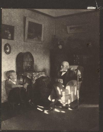 [Mann und Junge sitzend in einem Arbeitszimmer] von Louis Fleckenstein