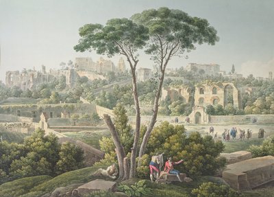 Ansicht des Palatin-Hügels in Rom, mit den Ruinen des Palastes der Cäsaren im Hintergrund von Louis Francois Cassas