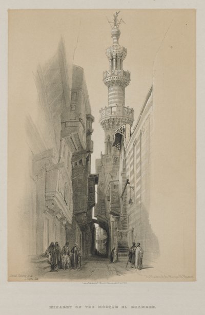 Ägypten und Nubien, Band III: Das Minarett der Moschee El Rhamree von Louis Haghe