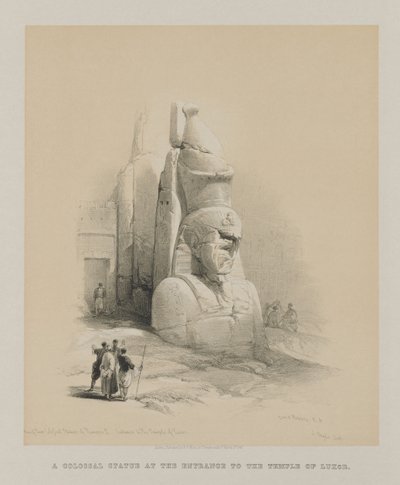 Ägypten und Nubien, Band I: Eine der zwei kolossalen Statuen von Ramses II., 1847 von Louis Haghe