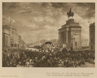 Das Begräbnis des Herzogs von Wellington; der Prozession verlässt Apsley House von Louis Haghe