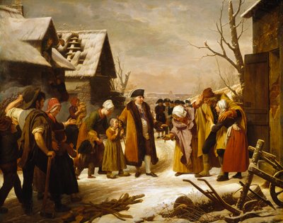 Ludwig XVI. verteilt Almosen an die Armen von Versailles während des Winters 1788 von Louis Hersent