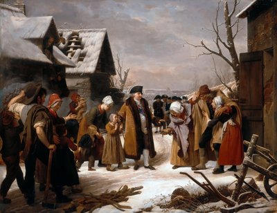 Ludwig XVI. verteilt Almosen an die Armen von Versailles während des Winters 1788 von Louis Hersent