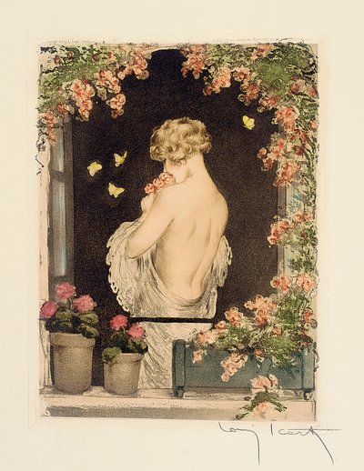 Die vier Jahreszeiten: Sommer, ca. 1928 (handkolorierte Radierung & Aquatinta) von Louis Icart