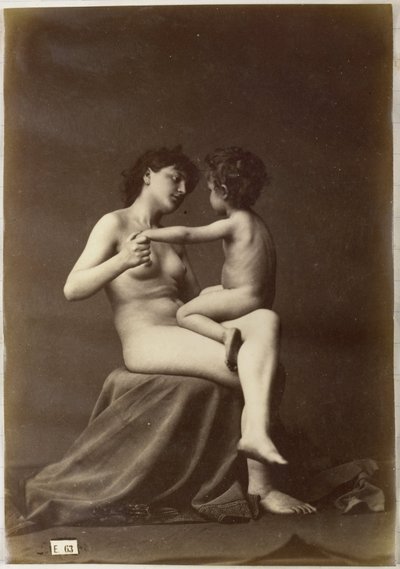 Studie eines weiblichen Akts, sitzend mit einem nackten Kind auf dem Schoß von Louis Jean Baptiste Igout (attributed to)