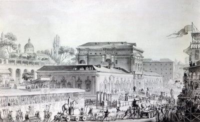 Antiquitäten, die in Herculaneum gefunden wurden, werden ins Museum von Neapel transportiert, ca. 1782 von Louis Jean Desprez