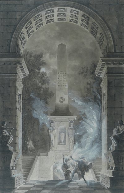 Szene aus der Tragödie Semiramis von Voltaire von Louis Jean Desprez