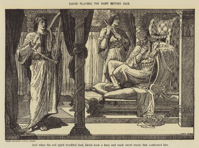 David spielt die Harfe vor Saul von Louis John Rhead