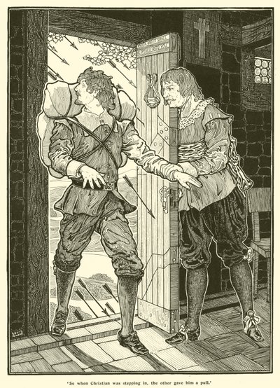 Als Christian eintrat, zog der andere ihn zurück (Gravur) von Louis John Rhead