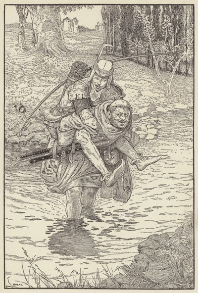 Der Mönch nahm Robin auf seinen Rücken von Louis John Rhead
