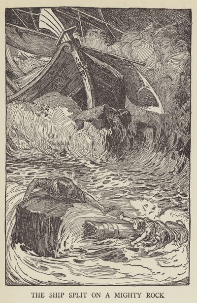 Das Schiff zerschellte an einem mächtigen Felsen von Louis John Rhead