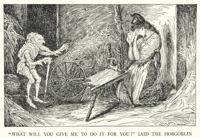 "Was gibst du mir, wenn ich es für dich tue?" sagte der Kobold (Lithografie) von Louis John Rhead