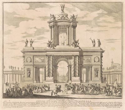 Die zweite Maschine für die Chinea von 1745: Triumphbogen für die Rückkehr von König Karl von Bourbon nach Neapel von Louis-Joseph Le Lorrain