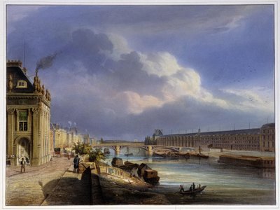 Pont du Carrousel und die große Galerie des Louvre - in „Paris en 1837“ von Louis Jules Arnout