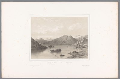 Ansicht des Sees Norsjø in Telemark (Gezichten in Scandinavië) von Louis Julien Jacottet