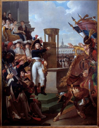 Napoleon Bonaparte (1769-1821) proklamiert die Cisalpinische Republik in Mailand am 9.07.1797 von Louis Lafitte