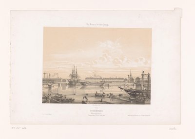 Blick auf das Bassin Napoléon III am Hafen von Cherbourg (Hedendaags Frankreich) von Louis Le Breton
